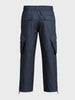 Men's Navy Blue Loose Fit Solid Utility Cargo