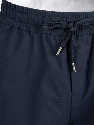 Men's Navy Blue Loose Fit Solid Utility Cargo
