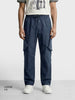 Men's Black Loose Fit Solid Utility Cargo