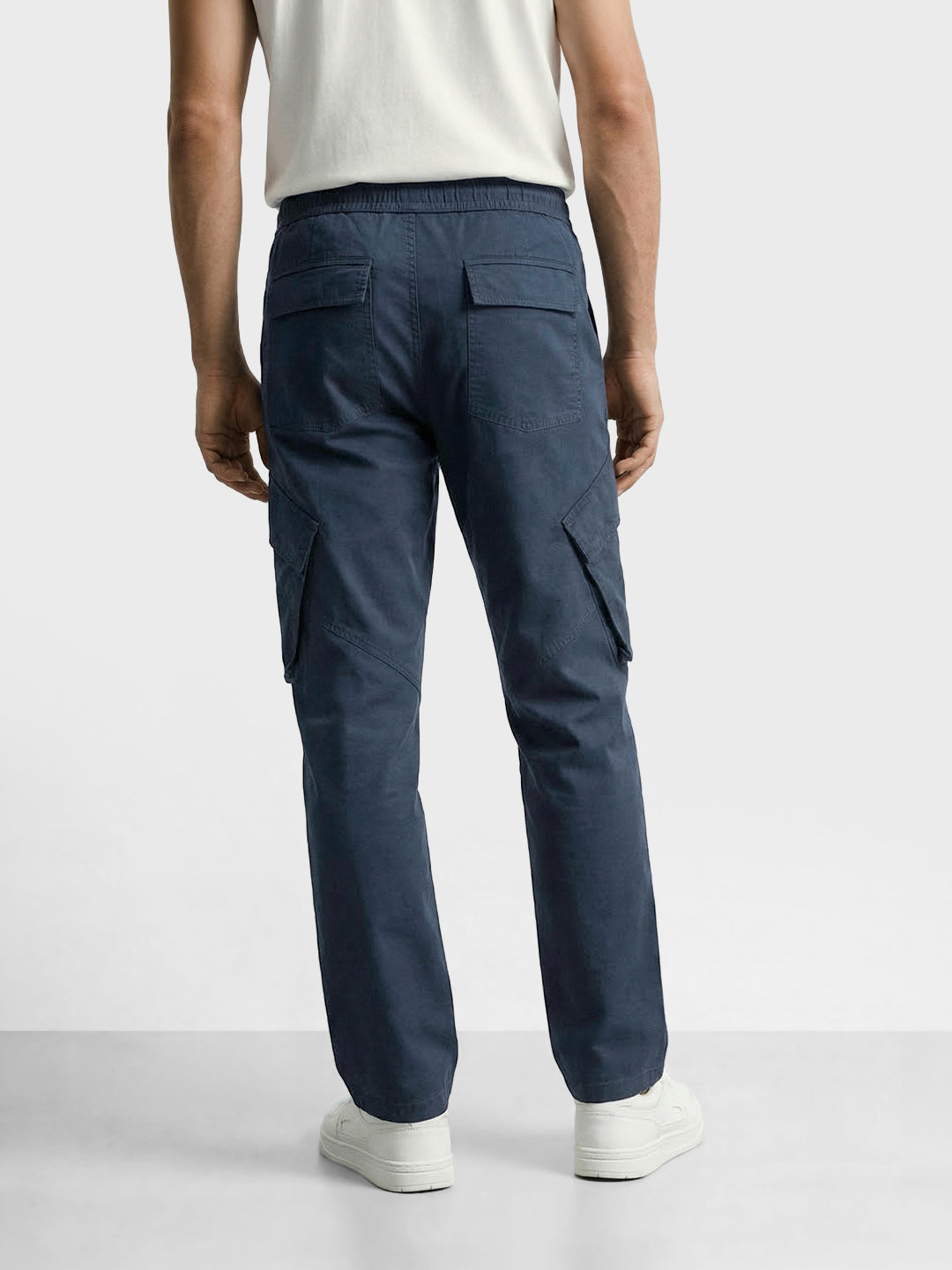 Men's Black Loose Fit Solid Utility Cargo