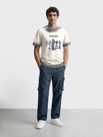 Men's Black Loose Fit Solid Utility Cargo