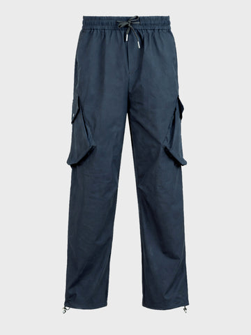 Men's Black Loose Fit Solid Utility Cargo