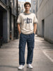 Men's Black Loose Fit Solid Utility Cargo