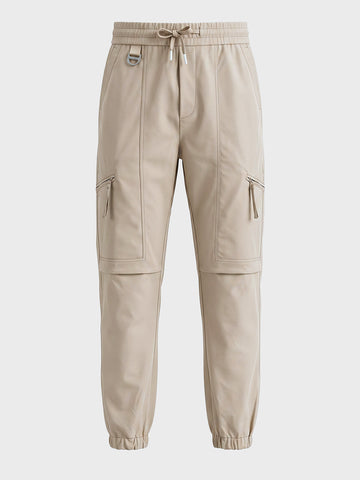 Men's White Relaxed Fit Solid Utility Joggers
