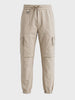 Men's White Relaxed Fit Solid Utility Joggers