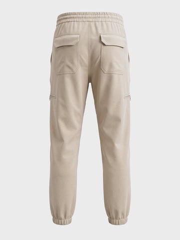 Men's White Relaxed Fit Solid Utility Joggers