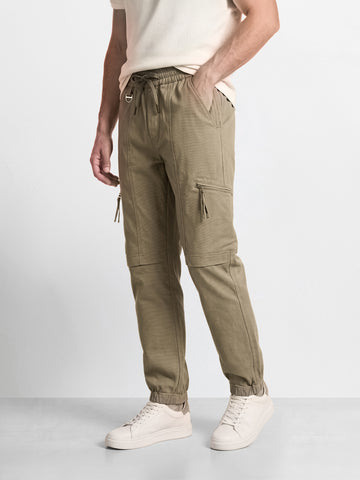 Men's Green Relaxed Fit Solid Utility Joggers