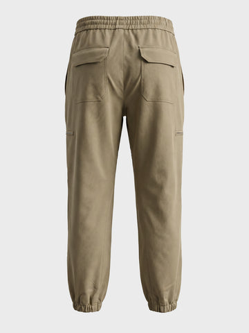 Men's Green Relaxed Fit Solid Utility Joggers
