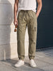Men's Green Relaxed Fit Solid Utility Joggers