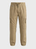 Men's Khaki Relaxed Fit Solid Utility Joggers