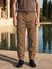 Men's Brown Relaxed Fit Solid Utility Joggers Joggers