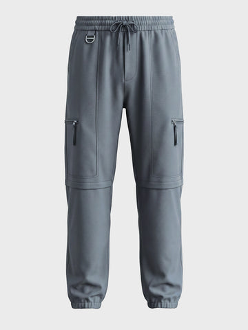 Men's Grey Relaxed Fit Solid Utility Joggers Joggers