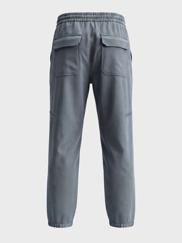 Men's Grey Relaxed Fit Solid Utility Joggers Joggers