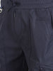 Men's Navy Blue Relaxed Fit Solid Utility Joggers