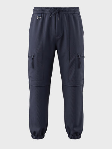 Men's Navy Blue Relaxed Fit Solid Utility Joggers