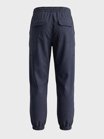 Men's Navy Blue Relaxed Fit Solid Utility Joggers