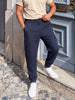 Men's Navy Blue Relaxed Fit Solid Utility Joggers