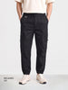 Men's Black Relaxed Fit Solid Utility Joggers
