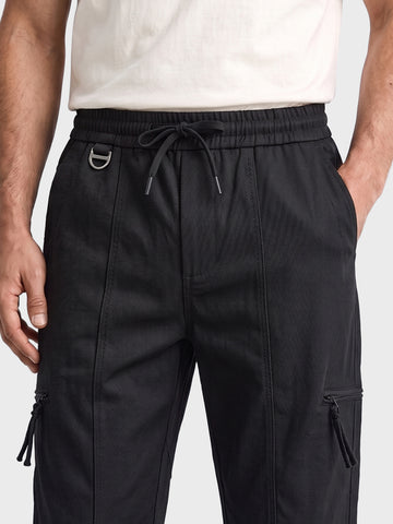 Men's Black Relaxed Fit Solid Utility Joggers