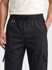 Men's Black Relaxed Fit Solid Utility Joggers