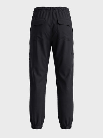 Men's Black Relaxed Fit Solid Utility Joggers