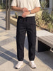 Men's Black Relaxed Fit Solid Utility Joggers