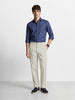 Men's Beige Relaxed Fit Solid Casual Trousers