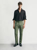 Men's Green Relaxed Fit Solid Casual Trousers
