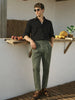 Men's Green Relaxed Fit Solid Casual Trousers