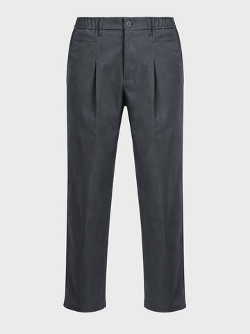 Men's Grey Relaxed Fit Solid Casual Trousers