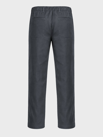 Men's Grey Relaxed Fit Solid Casual Trousers