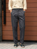 Men's Grey Relaxed Fit Solid Casual Trousers