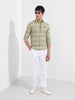 Men's Green Slim Fit Checked Casual Shirt