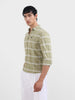 Men's Green Slim Fit Checked Casual Shirt