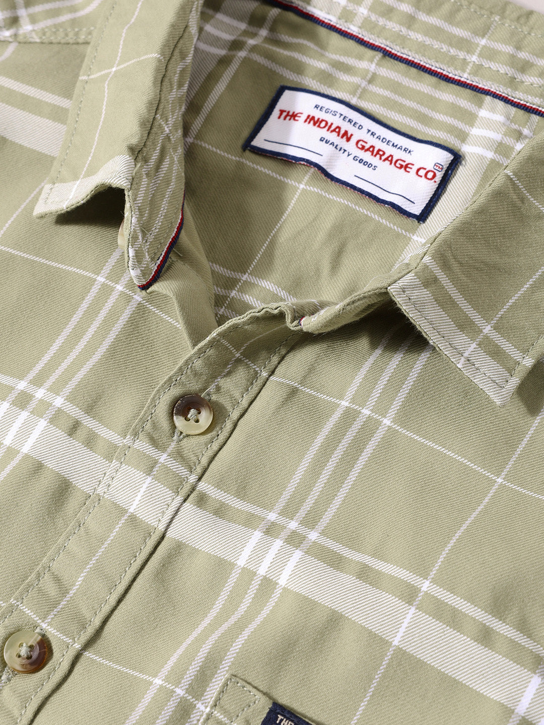 Men's Green Slim Fit Checked Casual Shirt