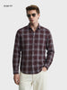Men's Maroon Slim Fit Checkered Casual Shirt