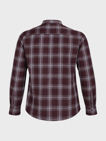 Men's Maroon Slim Fit Checkered Casual Shirt