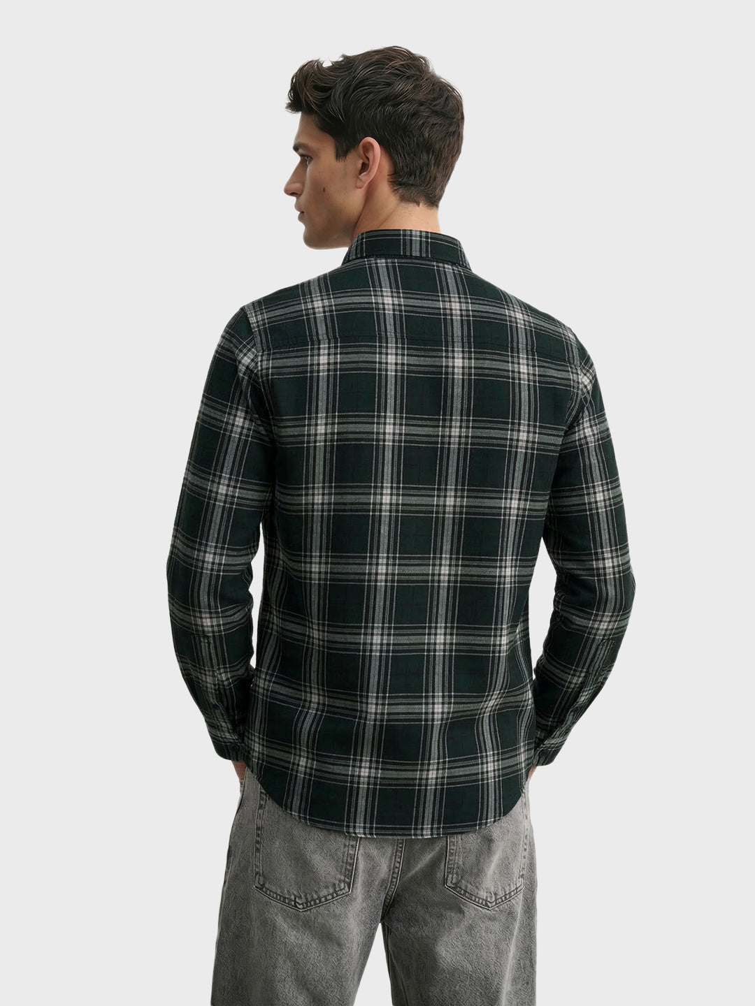 Men's Green Slim Fit Checkered Casual Shirt