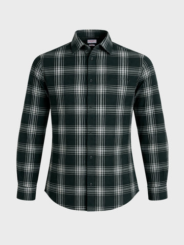 Men's Green Slim Fit Checkered Casual Shirt