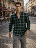 Men's Green Slim Fit Checkered Casual Shirt