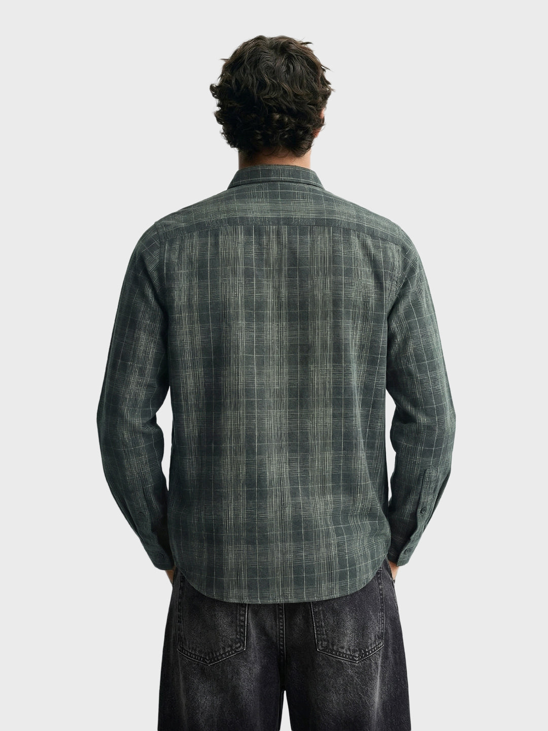 Men's Green Slim Fit Checkered Casual Shirt