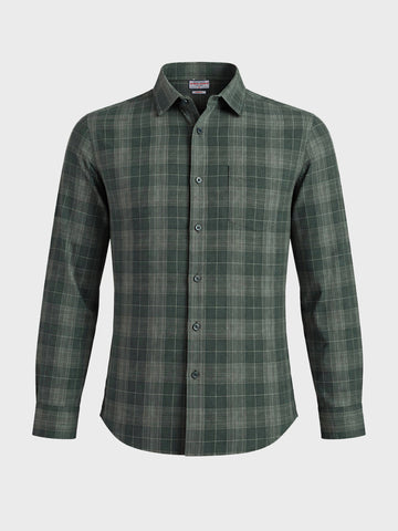 Men's Green Slim Fit Checkered Casual Shirt