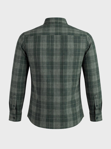Men's Green Slim Fit Checkered Casual Shirt