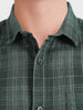 Men's Green Slim Fit Checkered Casual Shirt