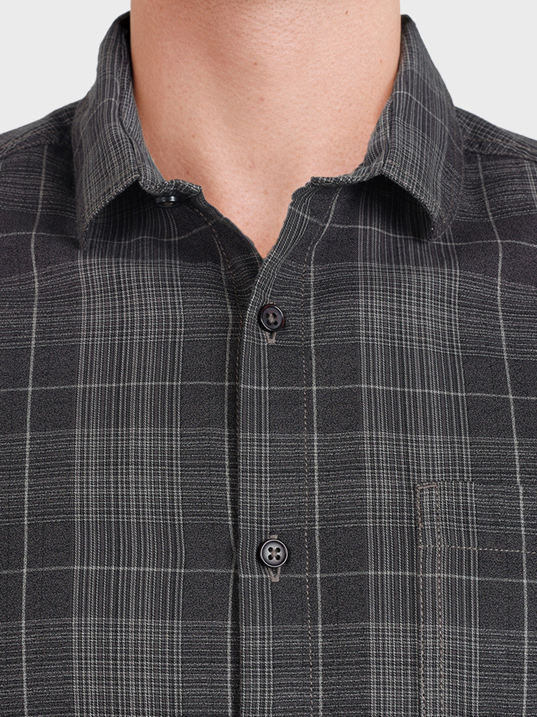 Men's Brown Slim Fit Checkered Casual Shirt