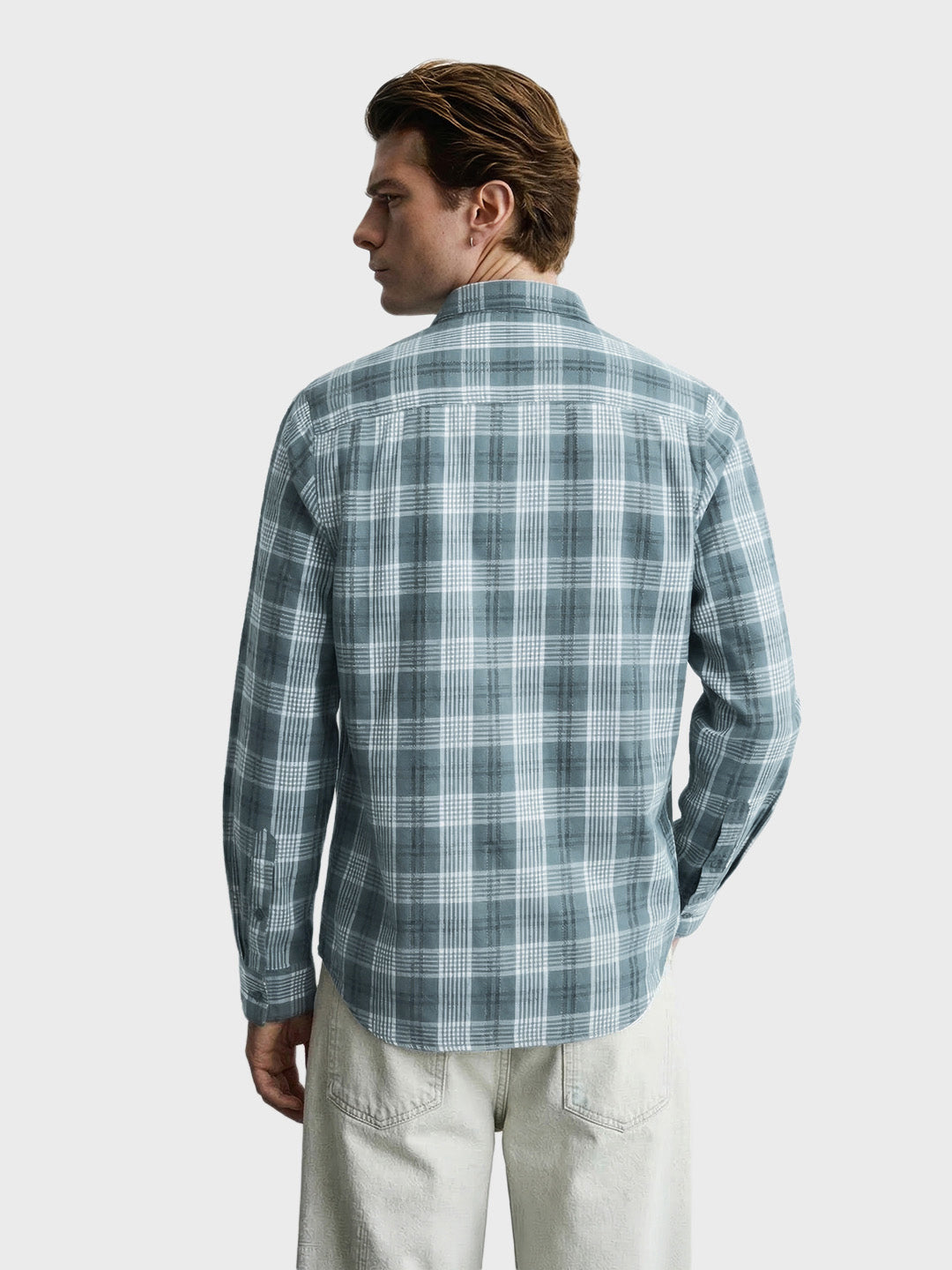 Men's Green Slim Fit Checkered Casual Shirt