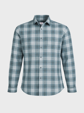 Men's Green Slim Fit Checkered Casual Shirt