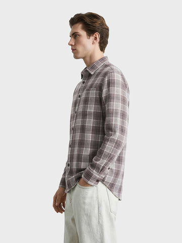 Men's Brown Slim Fit Checkered Casual Shirt