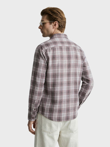 Men's Brown Slim Fit Checkered Casual Shirt