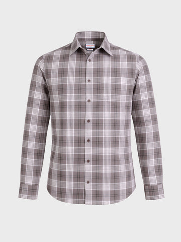 Men's Brown Slim Fit Checkered Casual Shirt
